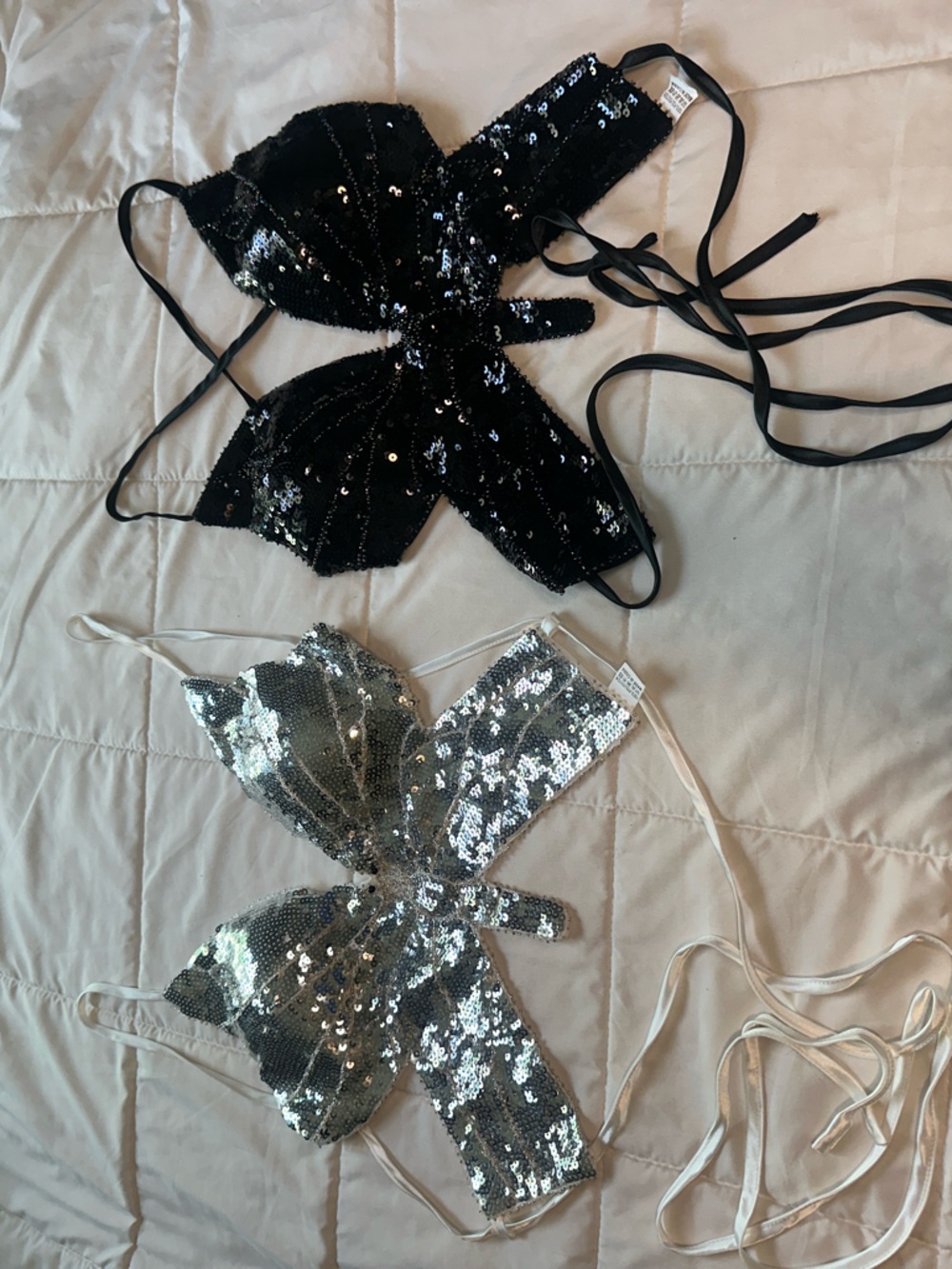 Black & Silver Sequin Butterfly open back tops - Twin Set